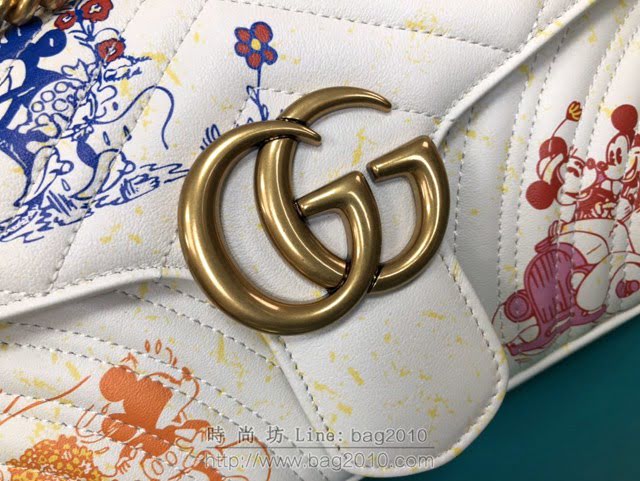 Gucci古馳包包 G家新款女包 443497 古奇白色米奇全皮中號女包 Gucci肩背斜挎包 gdj1482